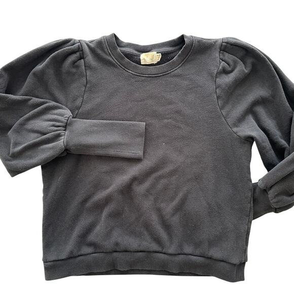 Nation ltd Gisela Sweatshirt Black Size Medium Crewneck Puff Shoulder - Picture 2 of 9
